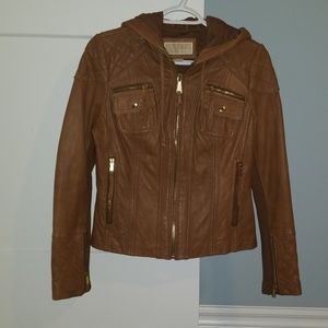 MICHAEL KORS hooded leather jacket